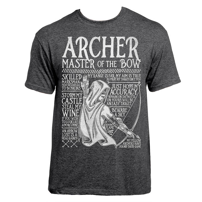 MEDIEVAL THEME DESIGN THE ARCHER ARCHERY SCREEN PRINTED T SHIRT 