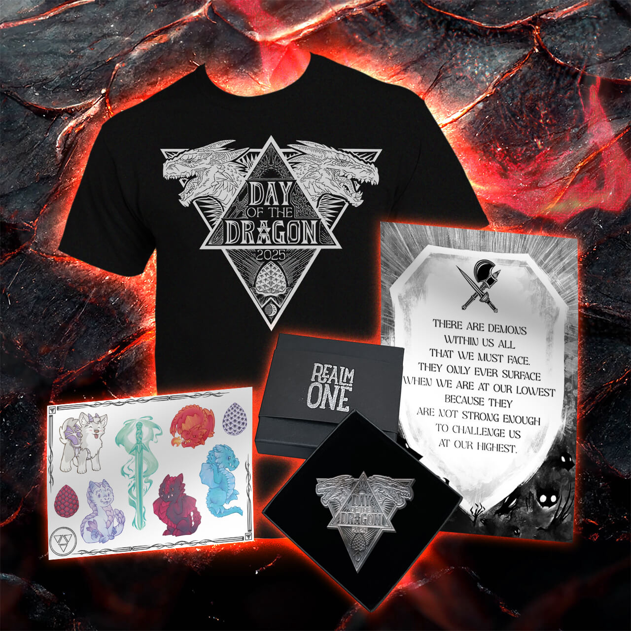 Day of the Dragon 2025 Bundle Gift Set - T-shirt, Pin, Poster & Stickers – Ryan Cahill Exclusive